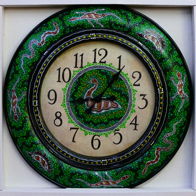 Hand Painted Clock - Black & Green